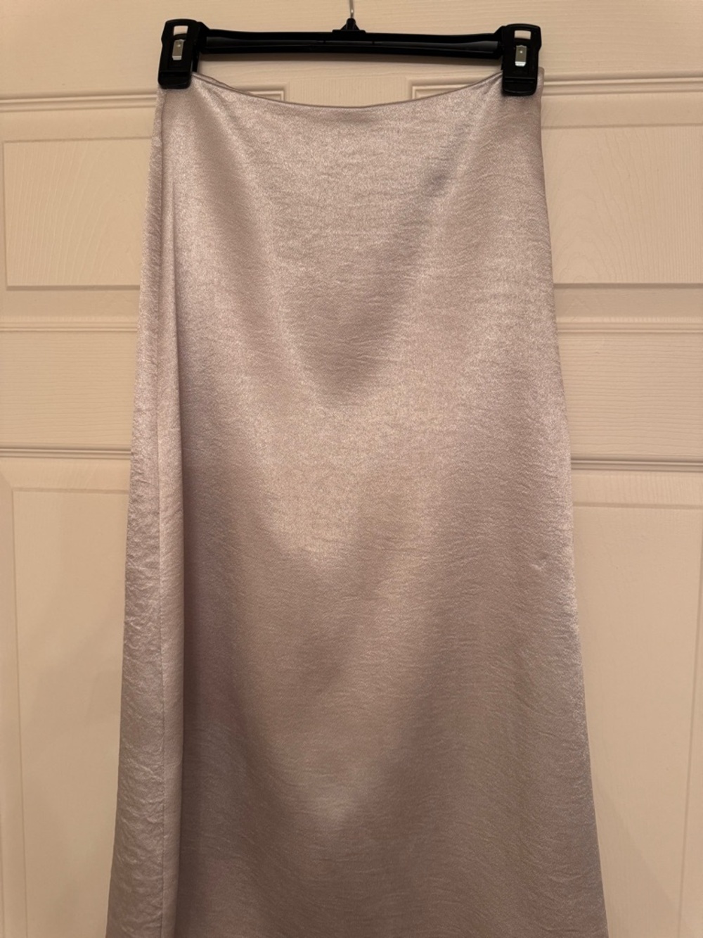 Zara Silver Satin A-Line Midi Skirt - Picture 3 of 11